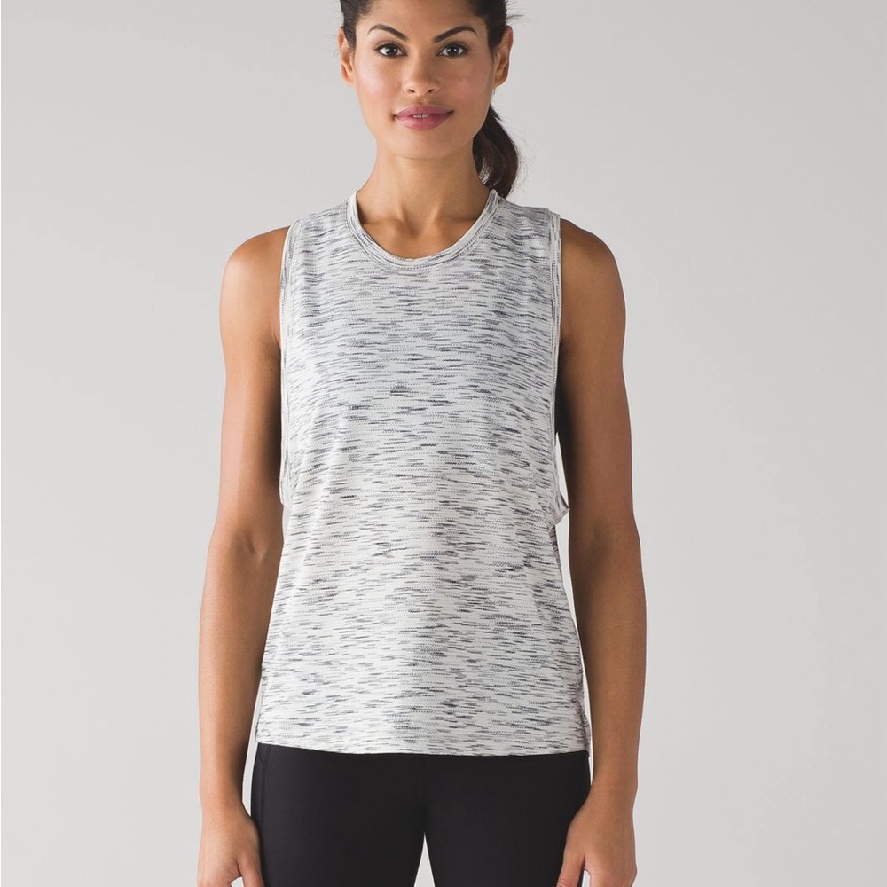 Lululemon Cardio Squad Tank II Tiger Space Dye Black White - 10